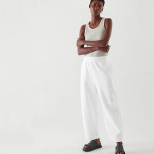 COS Elastic Waist Wide Leg Cotton Joggers Pants White Size 8 Casual